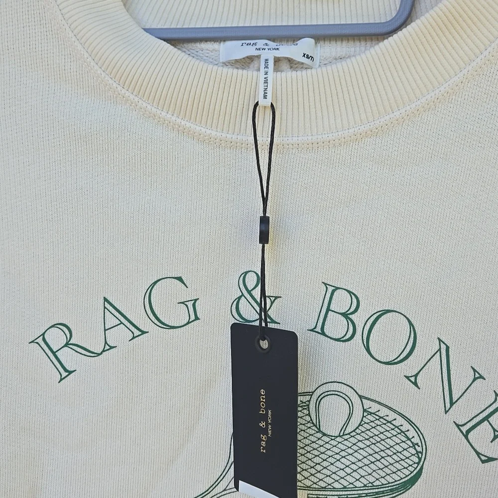 Rag & Bone Rb Raquet Sweatshirt in Ivory Size XS Nwt - Picture 4 of 5